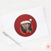 Kerstmeisje cartoon ronde sticker (Envelop)
