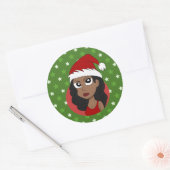 Kerstmeisje cartoon ronde sticker (Envelop)