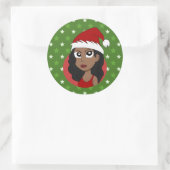 Kerstmeisje cartoon ronde sticker (Tas)