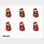 Kerstmeisje cartoon ronde sticker (Vel)