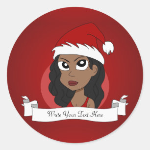 Kerstmeisje cartoon ronde sticker
