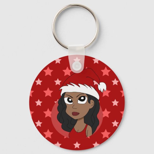 Kerstmeisje cartoon sleutelhanger (Voorkant)
