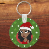 Kerstmeisje cartoon sleutelhanger (Achterkant)