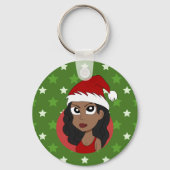 Kerstmeisje cartoon sleutelhanger (Achterkant)