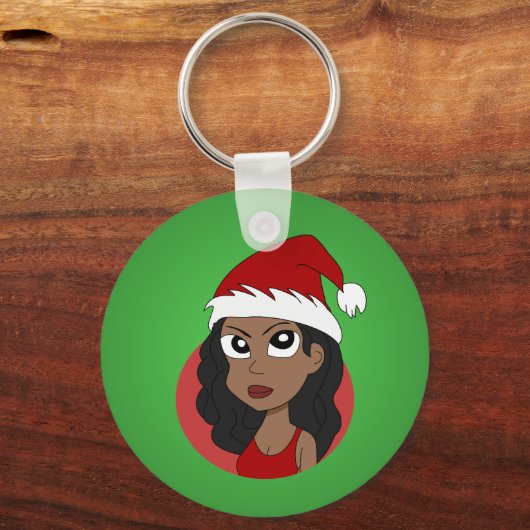 Kerstmeisje cartoon sleutelhanger (Achterkant)