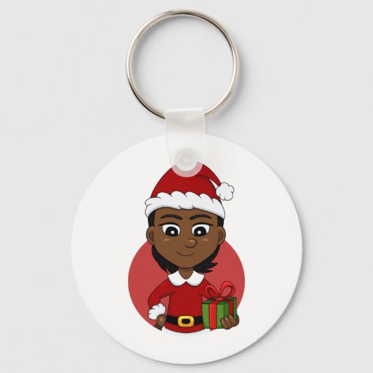Kerstmeisje cartoon sleutelhanger (Voorkant)