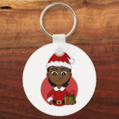 Kerstmeisje cartoon sleutelhanger (Voorkant)