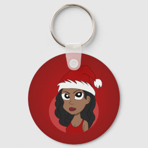Kerstmeisje cartoon sleutelhanger