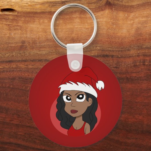 Kerstmeisje cartoon sleutelhanger (Achterkant)