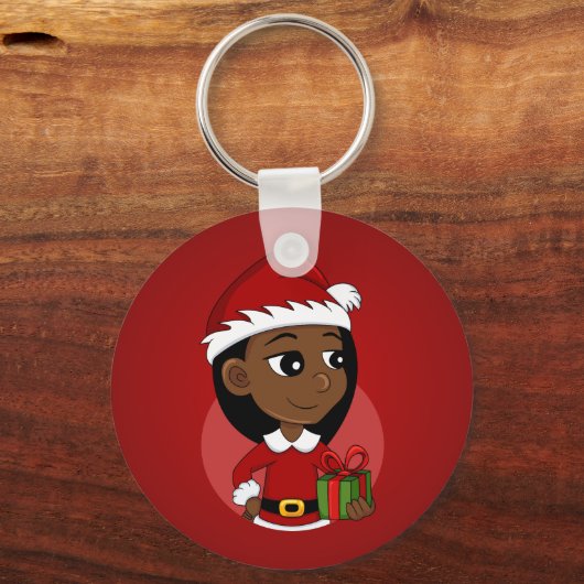 Kerstmeisje cartoon sleutelhanger (Voorkant)