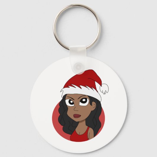 Kerstmeisje cartoon sleutelhanger (Voorkant)