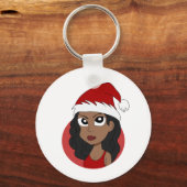 Kerstmeisje cartoon sleutelhanger (Voorkant)