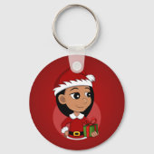 Kerstmeisje cartoon sleutelhanger (Voorkant)