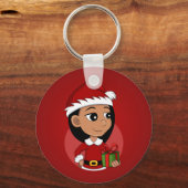 Kerstmeisje cartoon sleutelhanger (Voorkant)