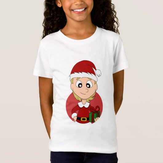 Kerstmeisje cartoon T-Shirt (Voorkant)