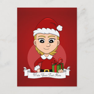 Kerstmeisje cartoon vakantie briefkaart