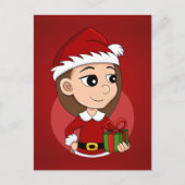 Kerstmeisje cartoon vakantie briefkaart (Voorkant)