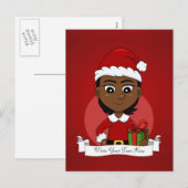Kerstmeisje cartoon vakantie briefkaart (Voorkant / Achterkant)