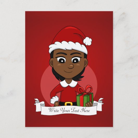 Kerstmeisje cartoon vakantie briefkaart (Voorkant)