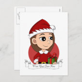 Kerstmeisje cartoon vakantie briefkaart (Voorkant / Achterkant)