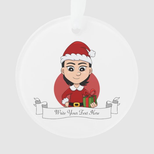 kerstmeisje cartoon-versiering ornament (voorkant)