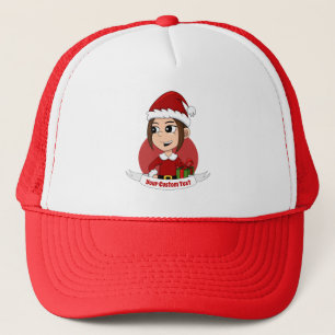 Kerstmeisje cartoon vrachtwagenhoed trucker pet