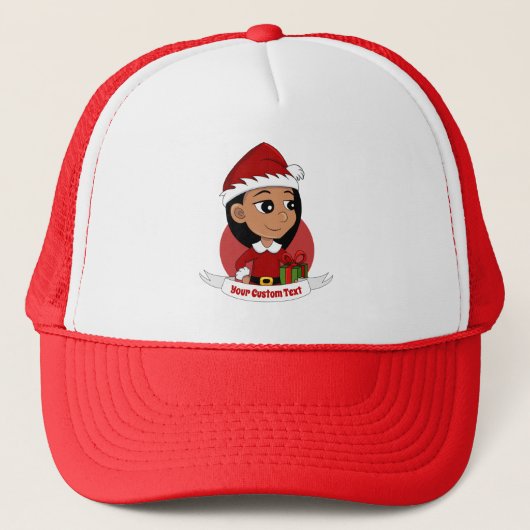 Kerstmeisje cartoon vrachtwagenhoed trucker pet (Voorkant)