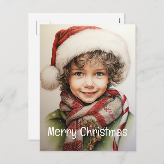 Kerstmeisje Custom 10 van 25 Feestdagenkaart (Voorkant / Achterkant)