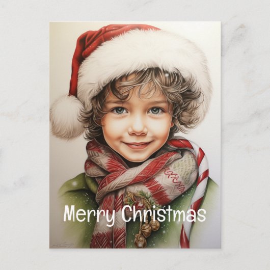 Kerstmeisje Custom 10 van 25 Feestdagenkaart (Voorkant)