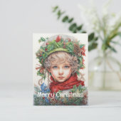 Kerstmeisje Custom 11 van 25 Feestdagenkaart (Staand voorkant)