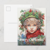 Kerstmeisje Custom 11 van 25 Feestdagenkaart (Voorkant / Achterkant)