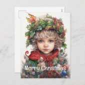 Kerstmeisje Custom 12 van 25 Feestdagenkaart (Voorkant / Achterkant)