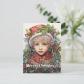 Kerstmeisje Custom 13 van 25 Feestdagenkaart (Staand voorkant)