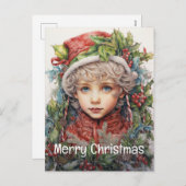 Kerstmeisje Custom 13 van 25 Feestdagenkaart (Voorkant / Achterkant)