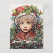 Kerstmeisje Custom 13 van 25 Feestdagenkaart (Voorkant)