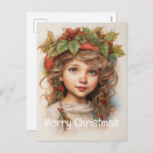 Kerstmeisje Custom 15 van 25 Feestdagenkaart (Voorkant / Achterkant)