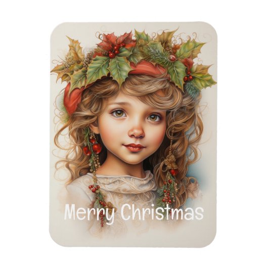 Kerstmeisje Custom 15 van 25 Magneet (Verticaal)