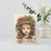 Kerstmeisje Custom 16 van 25 Feestdagenkaart (Staand voorkant)