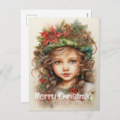 Kerstmeisje Custom 16 van 25 Feestdagenkaart (Voorkant / Achterkant)