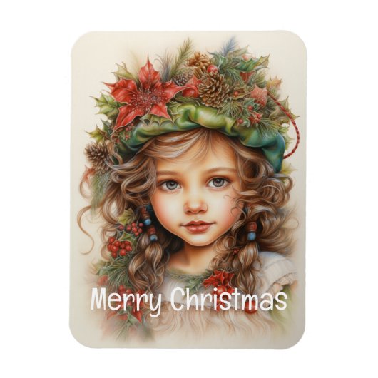 Kerstmeisje Custom 16 van 25 Magneet (Verticaal)