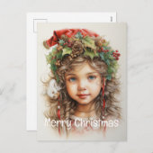 Kerstmeisje Custom 17 van 25 Feestdagenkaart (Voorkant / Achterkant)