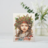 Kerstmeisje Custom 18 van 25 Feestdagenkaart (Staand voorkant)