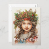 Kerstmeisje Custom 18 van 25 Feestdagenkaart (Voorkant / Achterkant)