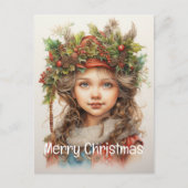 Kerstmeisje Custom 18 van 25 Feestdagenkaart (Voorkant)