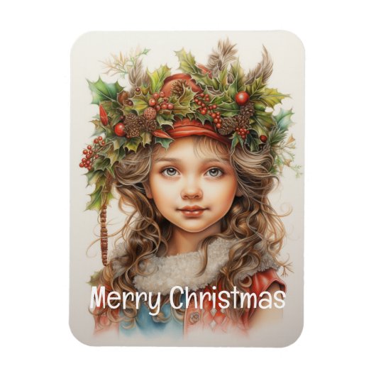 Kerstmeisje Custom 18 van 25 Magneet (Verticaal)