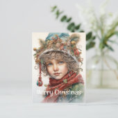 Kerstmeisje Custom 19 van 25 Feestdagenkaart (Staand voorkant)