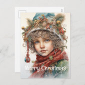 Kerstmeisje Custom 19 van 25 Feestdagenkaart (Voorkant / Achterkant)