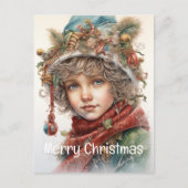 Kerstmeisje Custom 19 van 25 Feestdagenkaart (Voorkant)