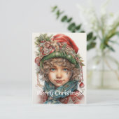 Kerstmeisje Custom 20 van 25 Feestdagenkaart (Staand voorkant)