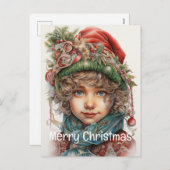 Kerstmeisje Custom 20 van 25 Feestdagenkaart (Voorkant / Achterkant)